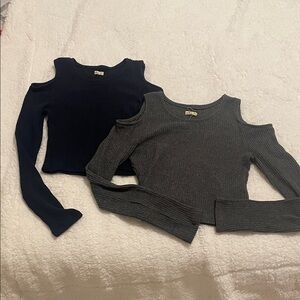 Hollister 2 Piece Knit Top Set Navy Gray Casual Layering Basics
